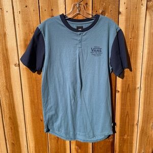 Vans Blue Button Short Sleeve T-Shirt Medium